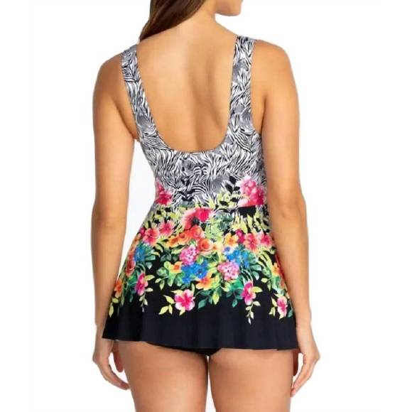 NEW JOHNNY WAS rose skirted one piece in multi - Picture 2 of 3